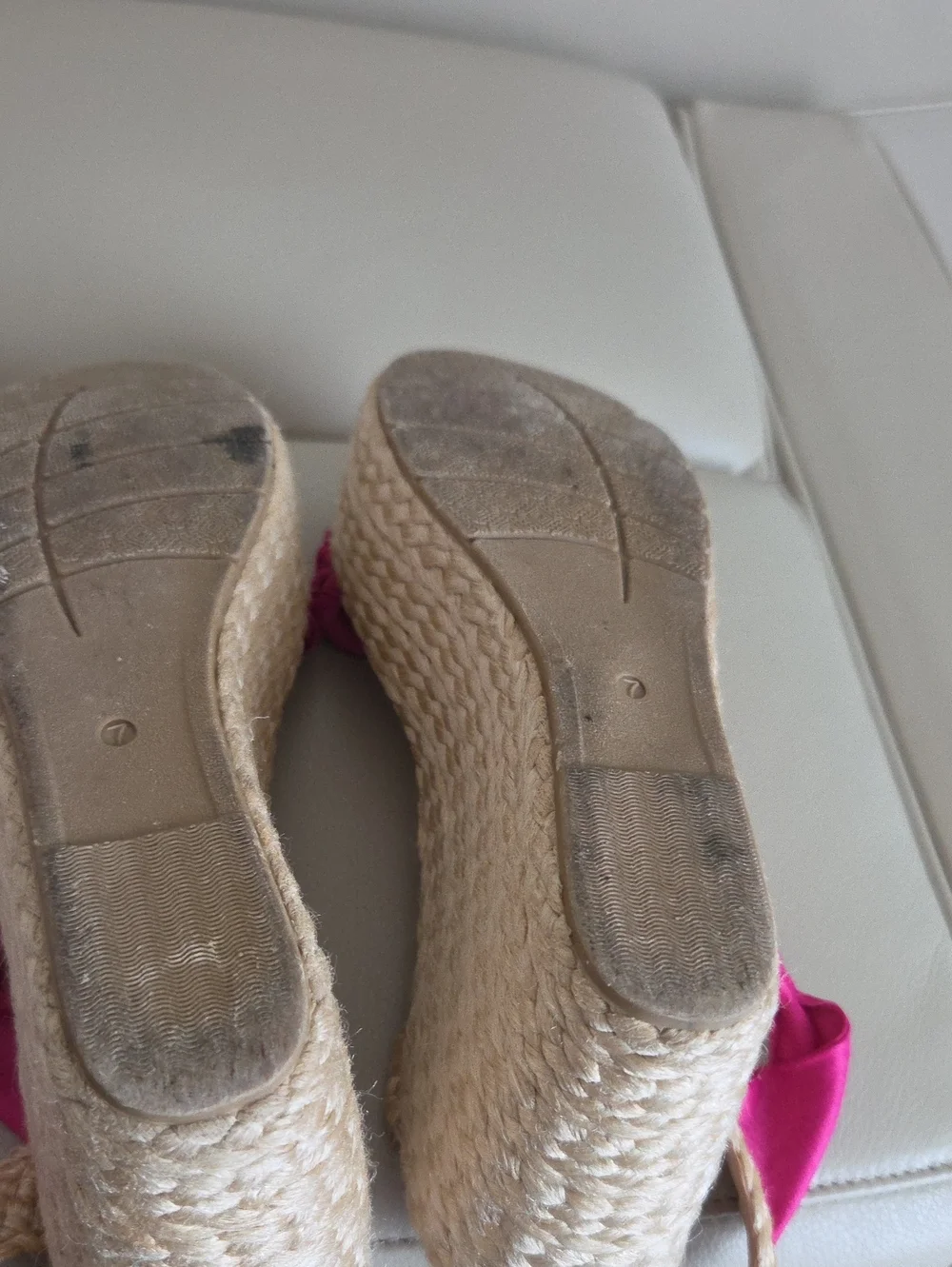 Women’s Bright Pink Braided Espadrille Wedge Sandals Size 7